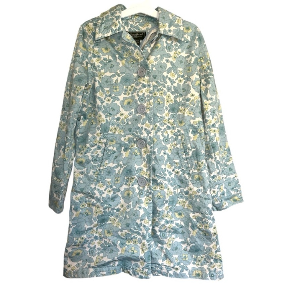 Eddie Bauer Floral Trench Coat Duster Coat XS